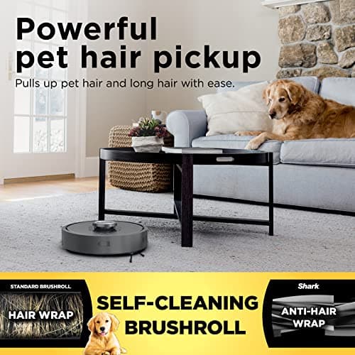 Shark RV2310AE Matrix Self-Emptying Robot Vacuum with Bagless, Self-Cleaning Brushroll for Pet Hair, Carpets & Hard Floors, Precision Home Mapping, Wi-Fi, Black (Renewed)