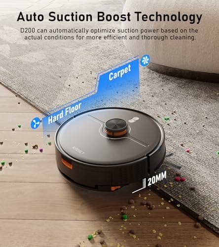 NADALY D200 Robot Vacuum and Mop Combo, Lidar Navigation Robot Vacuum Cleaner, 6000Pa Suction, 200Mins Runtime, Wi-Fi/App/Alexa Control, Self-Recharging Robotic Vacuum for Carpet Pet Hair Hard Floor