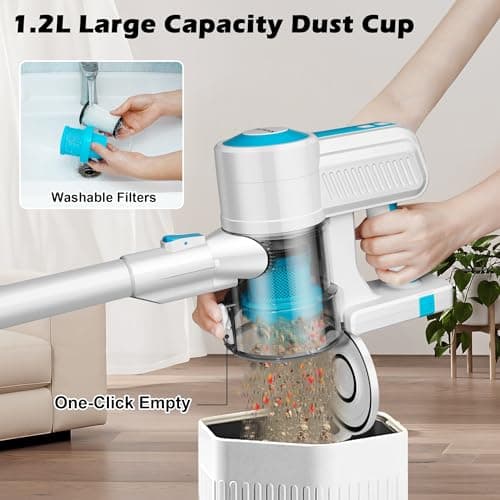 PURKINN Cordless Vacuum Cleaner 18KPa Powerful Stick Vacuum Rechargeable with 2 Modes, 2200mAh Battery, 35Min Runtime, Small Handheld Vacuum Cleaner for Home, Hardwood Floor, Pet Hair, Car, P8