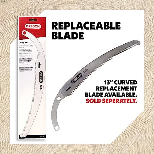 Oregon (600136) Curved Premium Japanese High-Carbon Steel Hand Saw, Rust Proof Forestry/Pruning/Cutting Tool, Curved Blade with Scabbard Safety Sheath,Red,13"