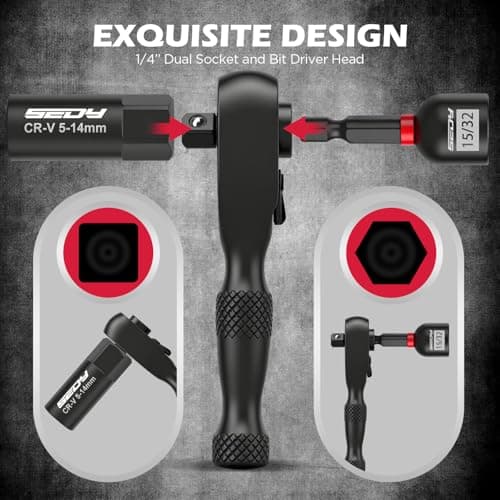 41-Piece Premium 1/4" Drive Magnetic Impact Nut Driver Set Metric & SAE Standard & Deep with Socket Adapters, 2-in-1 Ratchet Wrench, Wing Nut Driver, Universal Sockets, Quick Release Bit Holder