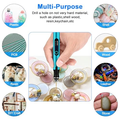 3-Speed Cordless Mini Drill Pen, Rechargeable DIY Electric Hand Drill with 10 Small Drill Bits, Micro Drill Set for Jewelry Making Stone Plastic Resin Keychains