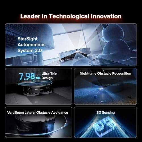 roborock Saros 10R Robot Vacuum and Mop, Powerful Suction, Zero-Tangling, 3.14’’ Ultra Slim, FlexiArm Riser Technology for Carpet & Floor, Corner & Edge Cleaning, Self-Emptying, Hot Air Drying, Black