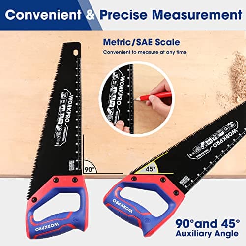 WORKPRO 16-Inch Universal Handsaw with Non-Slip Comfortable Handle, Anti-Rust Wood Saw With Chip Removal Design, Heavy-Duty for Cutting Wood, Laminate, PVC