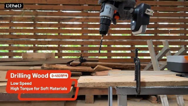 Litheli 20V Cordless Drill Driver, Electric Power Drill with 2 Variable Speed Settings, 1/2 Inch Keyless Chuck, 21+1 Clutch Settings with Maximum Torque of 443 In-lbs (Charger not Included)