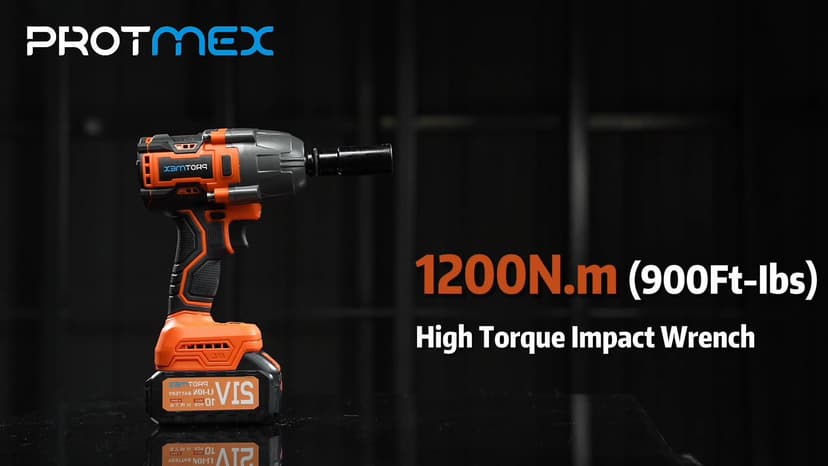 Cordless Impact Wrench, 900Ft-lbs (1200N.m) 1/2" Brushless Impact Gun, 21V High Torque Power Impact Driver, 2x4.0Ah Batteries Electric Impact Motor Variable Speeds for Family Car/Pickup Truck/Mower