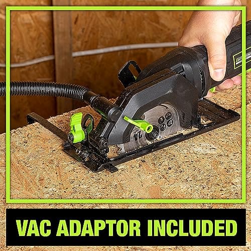 Genesis Mini Circular Saw 4.0 Amp 4-1/2" with 24T Carbide-Tipped Blade, Rip Guide, Vacuum Adapter, and Blade Wrench (GCS445SE)