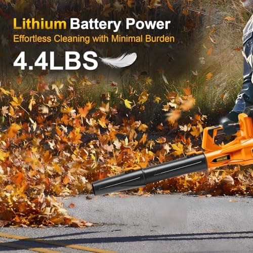 Cordless Leaf Blower, 450CFM/125MPH Six-Speed Adjustment, 2 * 4.5Ah 21V Batteries, High Power Copper Wire Motor with 3 Tube, Lightweight Handheld Blower for Lawn Care, Patio, Blowing Leaves
