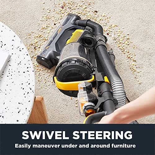 Eureka Powerful Upright Vacuum Cleaner for Carpet and Floor, Household Upright Vacuum Cleaner for Home Pets, Bagless Lightweight Upright Vacuum, MaxSwivel Pro NEU350 with Pet Tool, Yellow