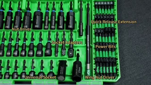 74-Piece Magnetic Nut Driver Set for Impact Drill Metric & SAE, Impact Socket Adapter, Power Bits with Magnetic Holder, Wing Nut Driver, Universal Socket, 1/4'' Quick-change Bit Extension