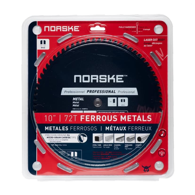 Norske Tools NCSBP216 10 inch 72T Metal Cutting Saw Blade For Steel Roofing, Metal Siding, Steel Pipe, Steel Studs & More 5/8 inch Bore