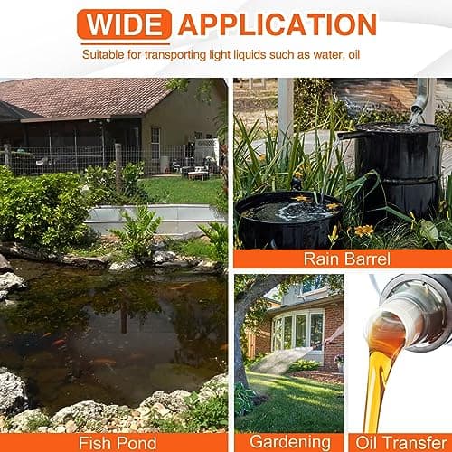 TOPWAY Self Priming Water Drill Pump Attachment with Suction and Discharge Hose, Mini Hand Power Drill Pump for Water, Oil Transfer