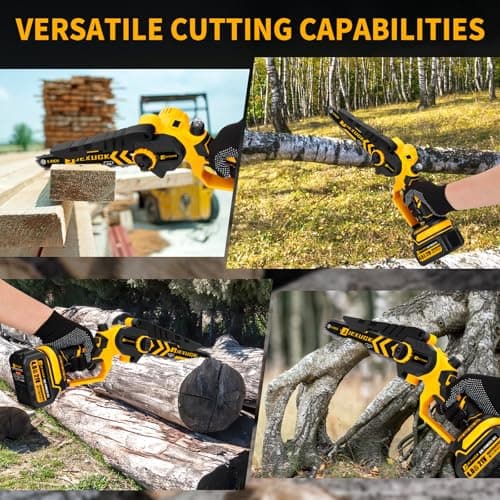 Brushless Mini Chainsaw, 8" & 6" Hand Held Cordless Chain Saw with 2 x 4.0Ah Battery, Portable Small Electric saw Cordless with 4 Chain Guide, Mini Motosierra for Tree Pruning Wood Cutting