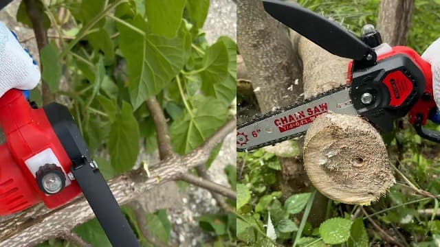 6 Inch Mini Chainsaw Cordless, 24V 2000mAh Rechargeable Battery, Auto-Oil, Lightweight & Safe Chainsaw for Women/Men/Seniors/Craftsman, Garden Tree Cutting, Wood Pruning Tool