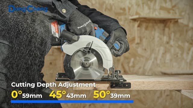 Dong Cheng Cordless Circular Saw 6-1/2-Inch 840W, Cutting Depth 59mm, 0-50° Adjustable with Dust Collection Adaptor, 24T & 40T TCT Blade Included, Battery and Charger Kit (4.0Ah)
