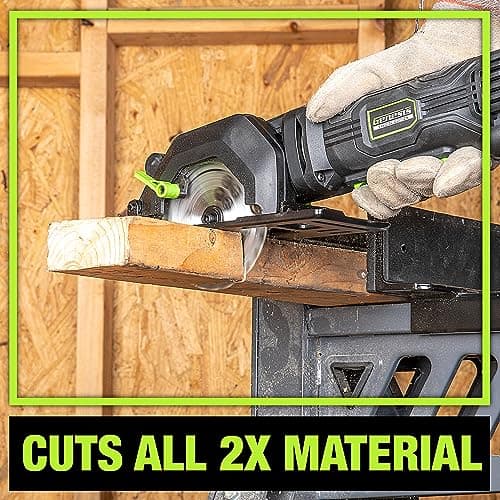 Genesis Mini Circular Saw 4.0 Amp 4-1/2" with 24T Carbide-Tipped Blade, Rip Guide, Vacuum Adapter, and Blade Wrench (GCS445SE)