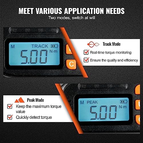 VEVOR Digital Torque Screwdriver, 1/4" Drive Screwdriver Torque Wrench, Electrician Torque Screwdriver with LCD, 2.65-70.67 in-lbs Torque Range, 0.01 N.m Increment Torque Screwdriver with Bits & Case