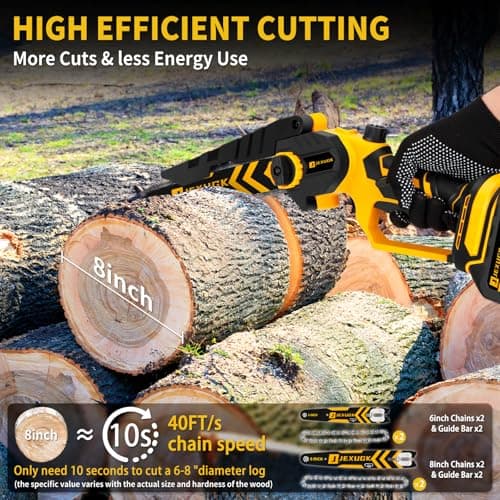 Brushless Mini Chainsaw, 8" & 6" Hand Held Cordless Chain Saw with 2 x 4.0Ah Battery, Portable Small Electric saw Cordless with 4 Chain Guide, Mini Motosierra for Tree Pruning Wood Cutting