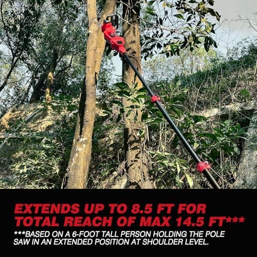2-IN-1 Cordless 10-Inch Pole Saw And Chainsaw Compatible with Milwaukee M18 18V Battery, Total Reach of Max 15ft, Auto Oiling, Electric Pole Saw for Tree Trimming Pruning (Battery NOT Included)