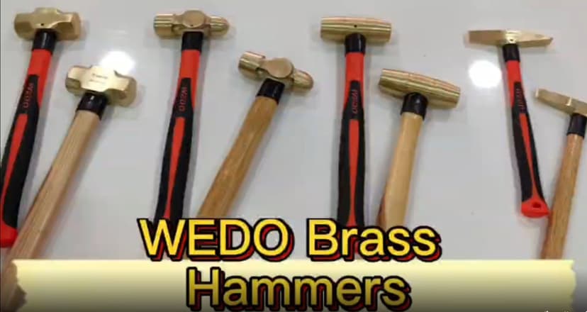 WEDO Brass Sledge Hammer With Fiberglass Handle, Non-Magnetic, Die-Forge, Corrosion Resistant, DIN Standard, 1lb, 300mm, 12"