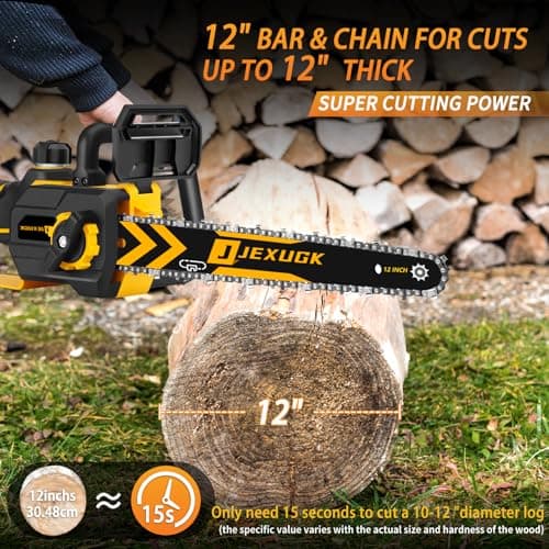 12" Brushless Chainsaw, 21V Cordless Chainsaw with 2 x 4.0Ah Battery, Electric Motosierra De Gasolina with 2 x Chains & Guide Plate, Eléctrica Rechargeable Saw for Wood Cutting Trimming Branch