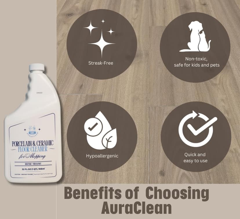 Porcelain & Ceramic Tile Floor Cleaner Concentrate for mopping. Streak-Free Clean, Ph Neutral and non-Toxic, Safe for Granite, Marble, Travertine, Limestone, and more 128 fl oz (1 gallon)