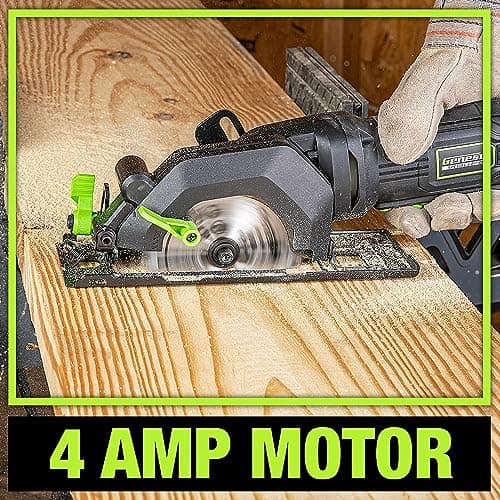 Genesis Mini Circular Saw 4.0 Amp 4-1/2" with 24T Carbide-Tipped Blade, Rip Guide, Vacuum Adapter, and Blade Wrench (GCS445SE)