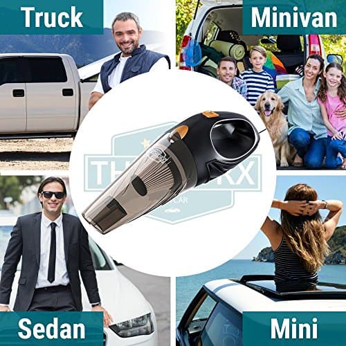 THISWORX Car Vacuum Cleaner - Portable, High Power, Handheld Vacuums w/ 3 Attachments, 16 Ft Cord & Bag - 12v, Auto Accessories Kit for Interior Detailing - Black