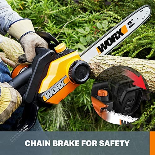 Worx WG304.2 Saw 18-Inch 15.0 Amp Electric Chainsaw with Auto-Tension, Chain Brake