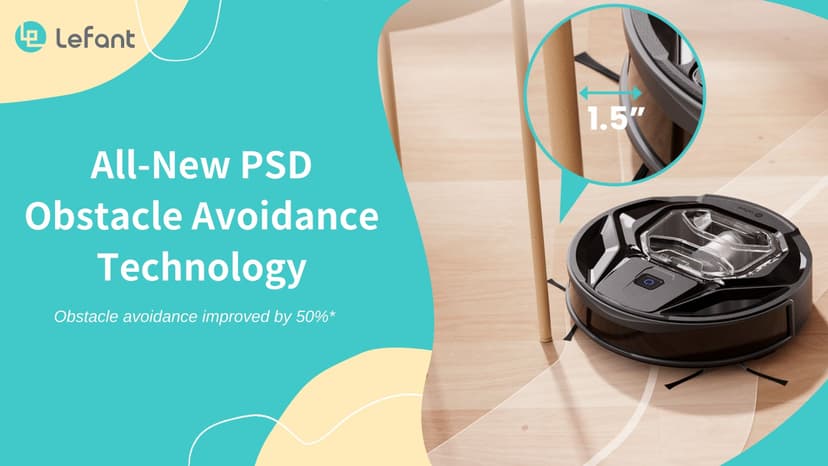 Lefant M320 Robot Vacuum Cleaner, Carpet Detection, 6,000 Pa Suction, Low Noise, 800ml Visible Dustbin, 210 Mins Runtime, Self-Charging, Works with Alexa, Ideal for Hard Floor, Pet Hair, Black