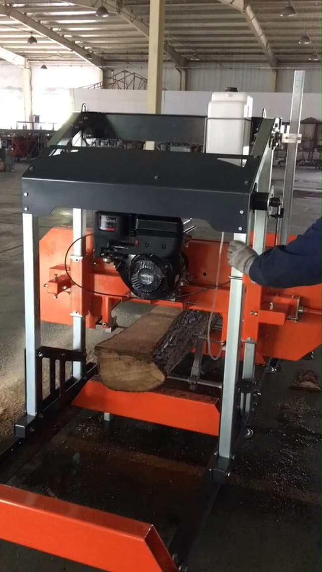 32″ Portable Sawmill, 15HP 420cc RATO Gasoline Engines with E-Start Band Saw, Adjustable Bed Leveling Feet, Red