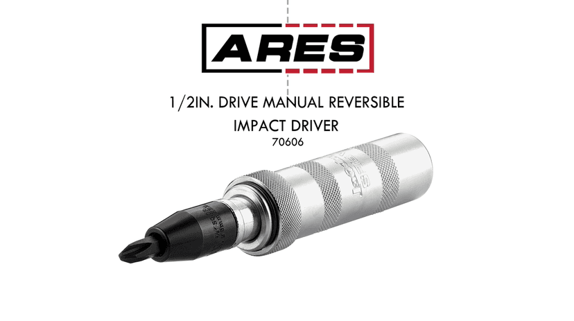 ARES 70606-1/2-Inch Manual Reversible Impact Driver - Flathead 5/16 & 3/8 and Phillips #2 & #3 Bits for Most Common Applications - Disengage Brake Caliper Screws, Rusted Fasteners or Frozen Bolts