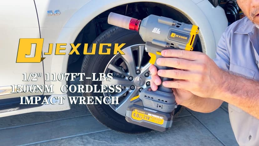 1500Nm Impact Wrench, 1/2" 1107ft-lbs Cordless Impact Gun with 2 x 4.0Ah Battery, 21V High Torque Power Impact Driver with 6 Sockets,Pistola Llave De Impacto for Truck RV Car Heavy Construction