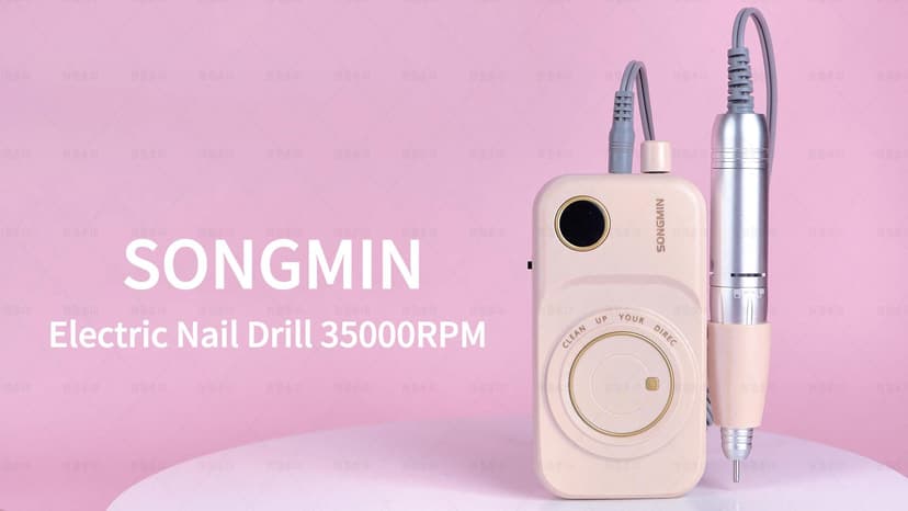 Professional Nail Drill 35000 RPM,SONGMIN Portable Cordless Efile with Bits Kit for Acrylic Nails Gel Polishing Removing,Rechargeable Electric Nail File Machine for Manicure,Pedicure Salon Home,Pink