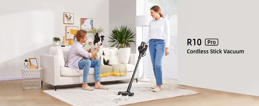DREAME R10 Pro Cordless Vacuum Cleaner for Home, 6-in-1 Cordless Stick Vacuum Rechargeable, 65Mins Runtime, Powerful Suction, Wireless Vacuum Cleaner for Hardwood Floor, Carpet, Tile, Pet Hair, Black