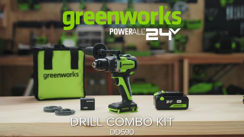 Greenworks 24V Cordless Brushless 800 in-lbs Drill/Driver, Professional Grade,21 Clutch, 4.0Ah USB-C Battery (24,000mAh Power Bank),65W USB-C Fast Charger(3-Port) and USB C to USB C Cable(3.3FT)