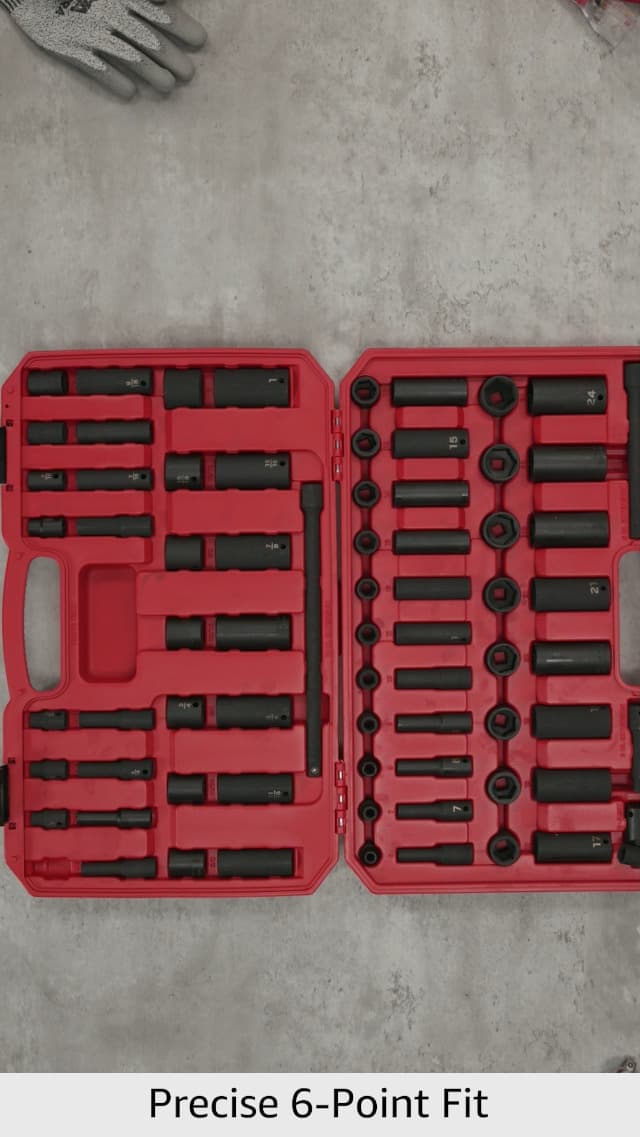TEKTON 3/8 Inch Drive 6-Point Impact Socket Set, 72-Piece (1/4-1 in., 6-24 mm) | SID91404