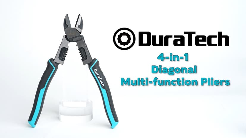 DURATECH 4-in-1 Diagonal Cutting Pliers, 8" Multifunction Heavy Duty Side-Cutting Pliers with Wire Stripper, Wire Cutters with Ergonomic Handle for Electricians and Homes