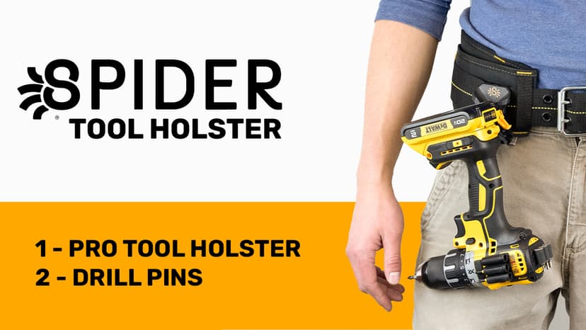 Spider Tool Holster - Improve The Way You Carry Your Power Drill, Driver, Multitool, Pneumatic, Multi-Tool and More on Your Belt - Compatible With All Major Tool Brands