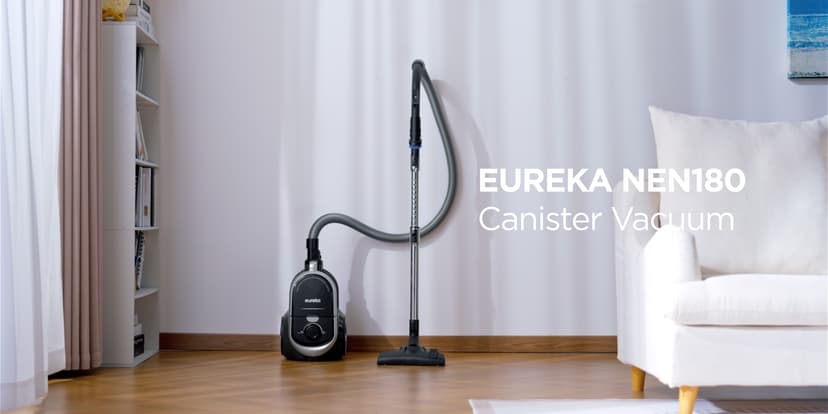 Eureka Bagless Canister Vacuum Cleaner, Lightweight Vac for Carpets and Hard Floors, Silver with Black, NEN180