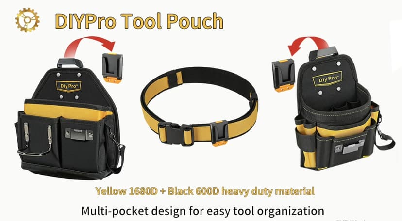 Tool Pouches, Tool Belt Pouch, Electrician Tool Pouch, Quickly Attach & Release Tool Belt Pouch with Clip, Tool Bag Multi-Pocket, Heavy Duty Tool Pouches for Carpenters & Home Improvement