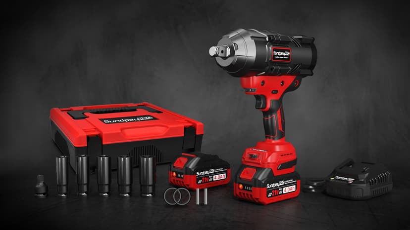 Cordless Impact Wrench 1600Ft-lbs - 2100N·m High Torque Impact Gun with 2 * 4.0Ah Battery - 3/4 Inch Brushless Impact Driver with 3/4" to 1/2" Adapter & 5 Sockets & Case for Car Truck Home
