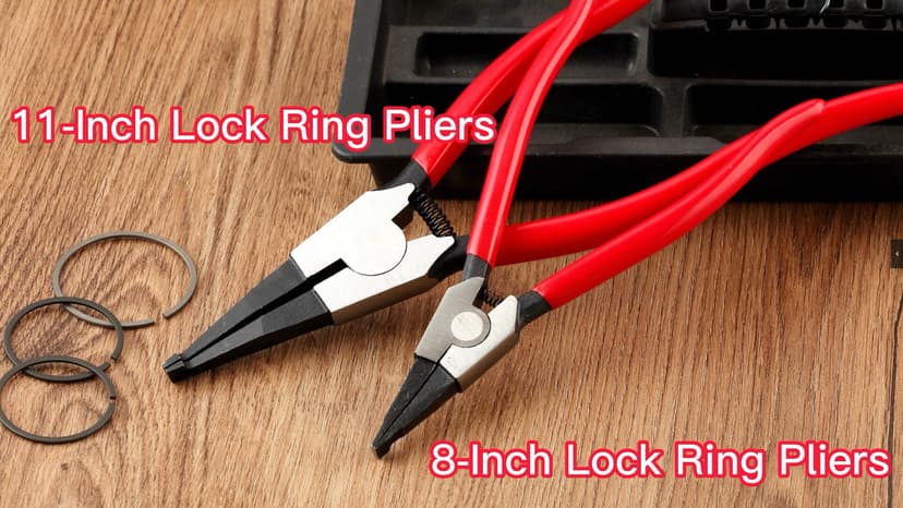 2 PCS Heavy Duty Lock Ring Pliers Set Flat Snap Ring Plier Special Circlip Pliers Reverse Retaining Ring Plier for Transmission Transfer Cases Ring Opening