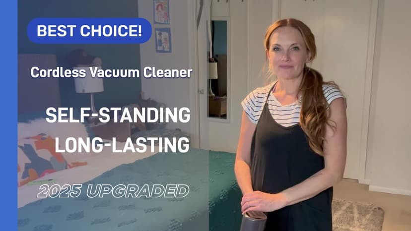 Cordless Vacuum Cleaner, 550W 45KPA 45Min Vacuum Cleaners for Home, Self-Standing Stick Vacuum with Touch Screen, 3 Power Modes, Rechargeable Battery, Handheld Vacuum for Pet Hair/Carpet/Floor