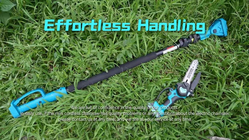 2-in-1 6 In Mini Chainsaw & Electric Pole Saw, Electric Pole Saws for Tree Trimming, 21V Cordless Battery Chainsaw Powered with 2 Batteries, Auto-oil, Chain saw for Tree Pruning/Wood Cutting