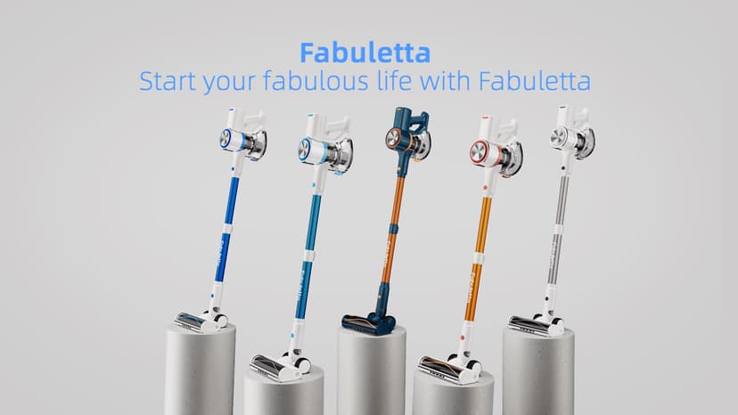 FABULETTA Cordless Vacuum Cleaner for Home, 40Kpa Stick Vacuum with MAX 55Min Detachable Batteries, 8 in 1 Lightweight Vacuum with Brushless Motor for Hardwood Floors&Carpet Pet Hair Car（White-Orange）