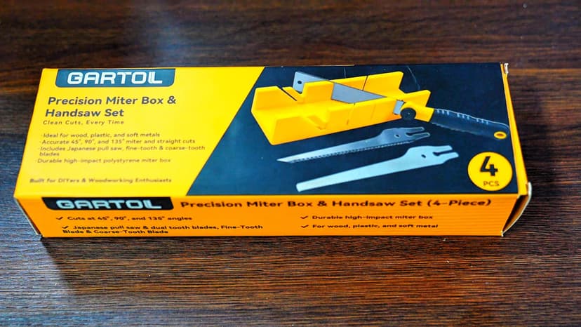 GARTOL Miter Box and Saw Set, 4-Piece Japanese Hand Saw for Wood Cutting, Woodworking Tools for Precise Miter and Bevel Cuts with 3 Replaceable Blades for DIY, Crafting, Furniture Making & Carpentry