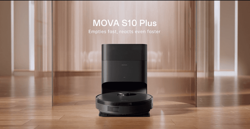 Mova S10 Plus Robot Vacuum with Self-Empty Dock, 7000Pa Suction, Liftable Brush, Hands-Free Cleaning for up to 90 Days with 4L Dust Bag, PreciSense LiDAR Navigation, App & Voice Control