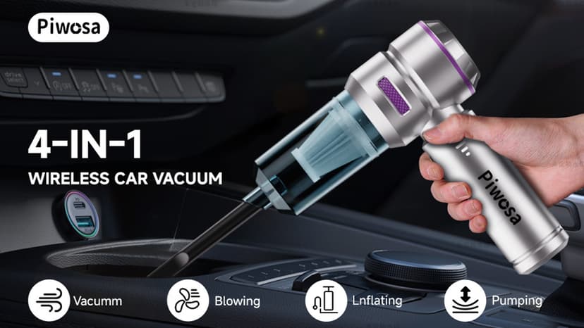 Handheld Vacuum Cordless, Car Vacuum Cleaner with Brushless Motor, Strong Suction Vacuum & Compressed Air Dusters with LED Light, Type C Port, Wireless Mini Portable Hand Vacuum Blower for Home, Pet