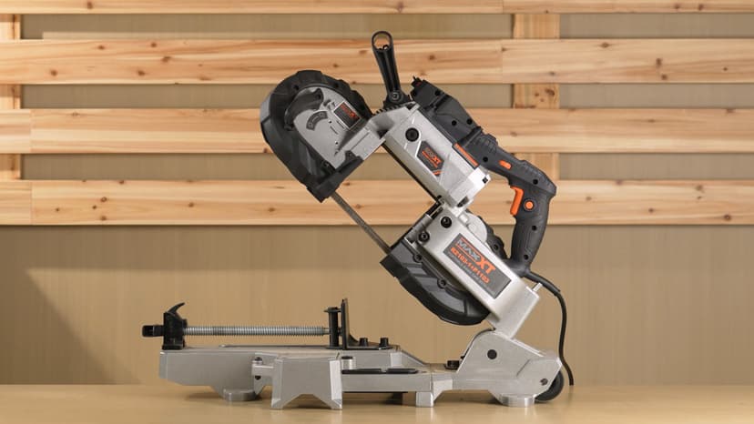 MAXXT Band Saw with Lightweight Aluminum Base, 10 Amp 5 Inch Deep Cut Bandsaw, Variable Speed Handheld Automatic Multipurpose Cut with Carrying Wheels Portable Metal Saw, Band Saws for Metal Wood